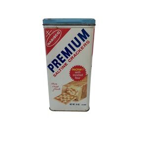 Vintage Nabisco Premium Saltine Crackers Tin 1960's Collectible Advertising